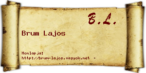 Brum Lajos névjegykártya